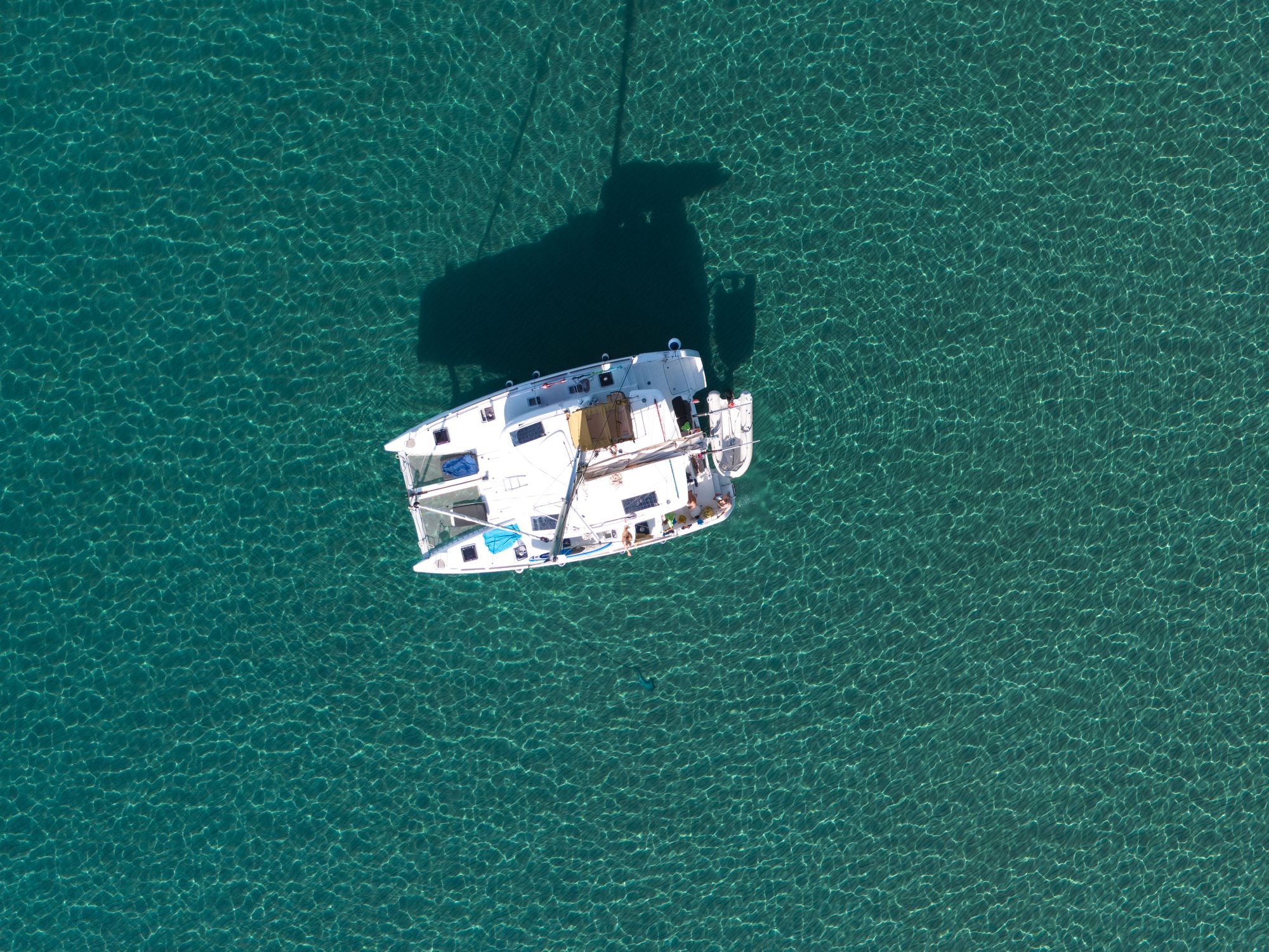 Yacht on crystal-clear waters